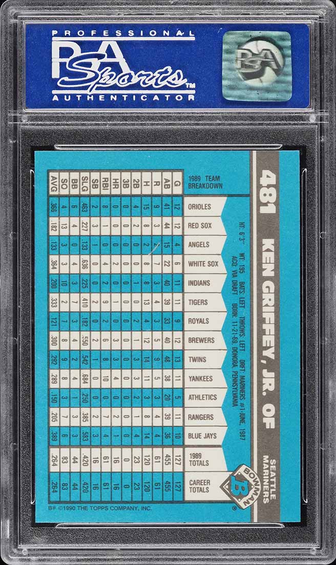 1990 Bowman Tiffany Ken Griffey Jr. #481 PSA 10 GEM MINT - Photo 2