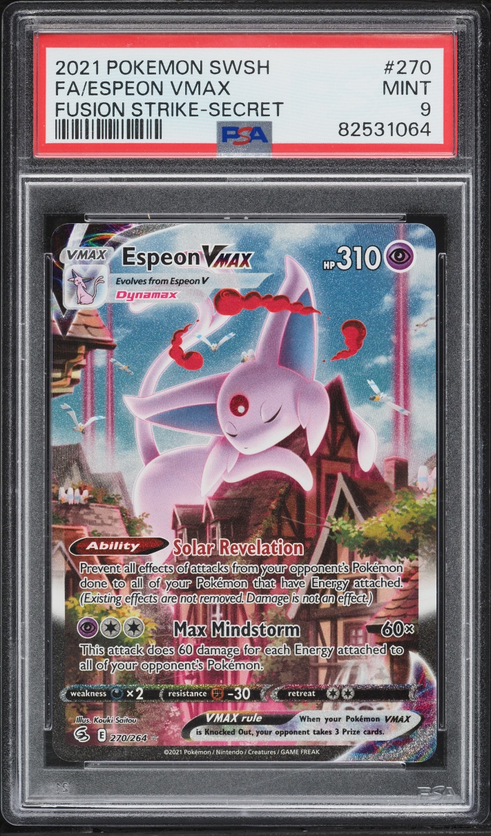 2021 Pokemon Sword & Shield Fusion Strike Alt Art Espeon VMAX #270 PSA 9 MINT