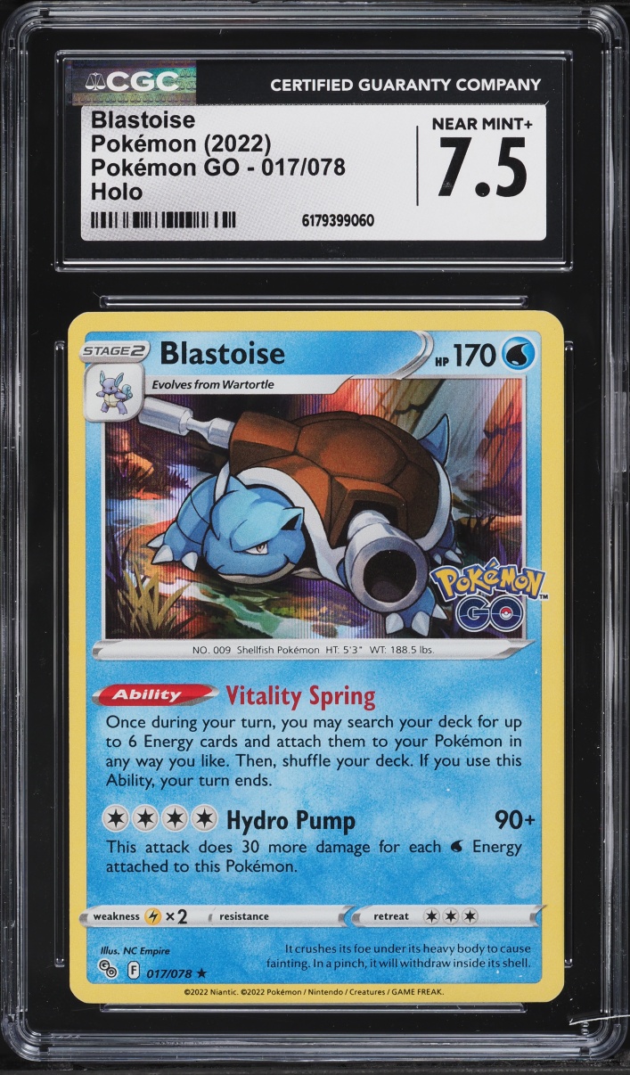 2022 Pokemon Sword & Shield Pokemon GO Holo Blastoise #17 CGC 7.5 NRMT+