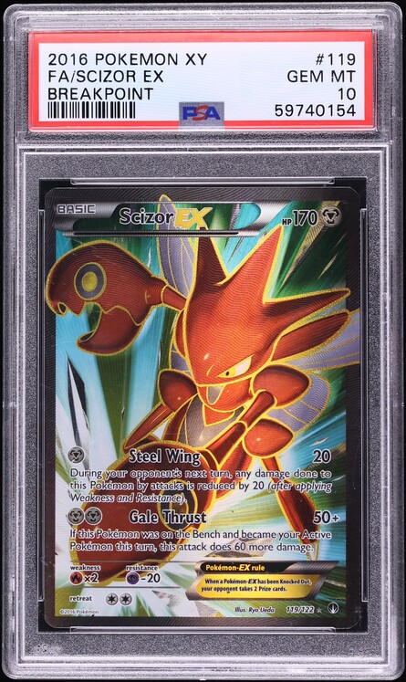 2016 Pokemon XY BREAKpoint Full Art Scizor EX #119 PSA 10 GEM MINT