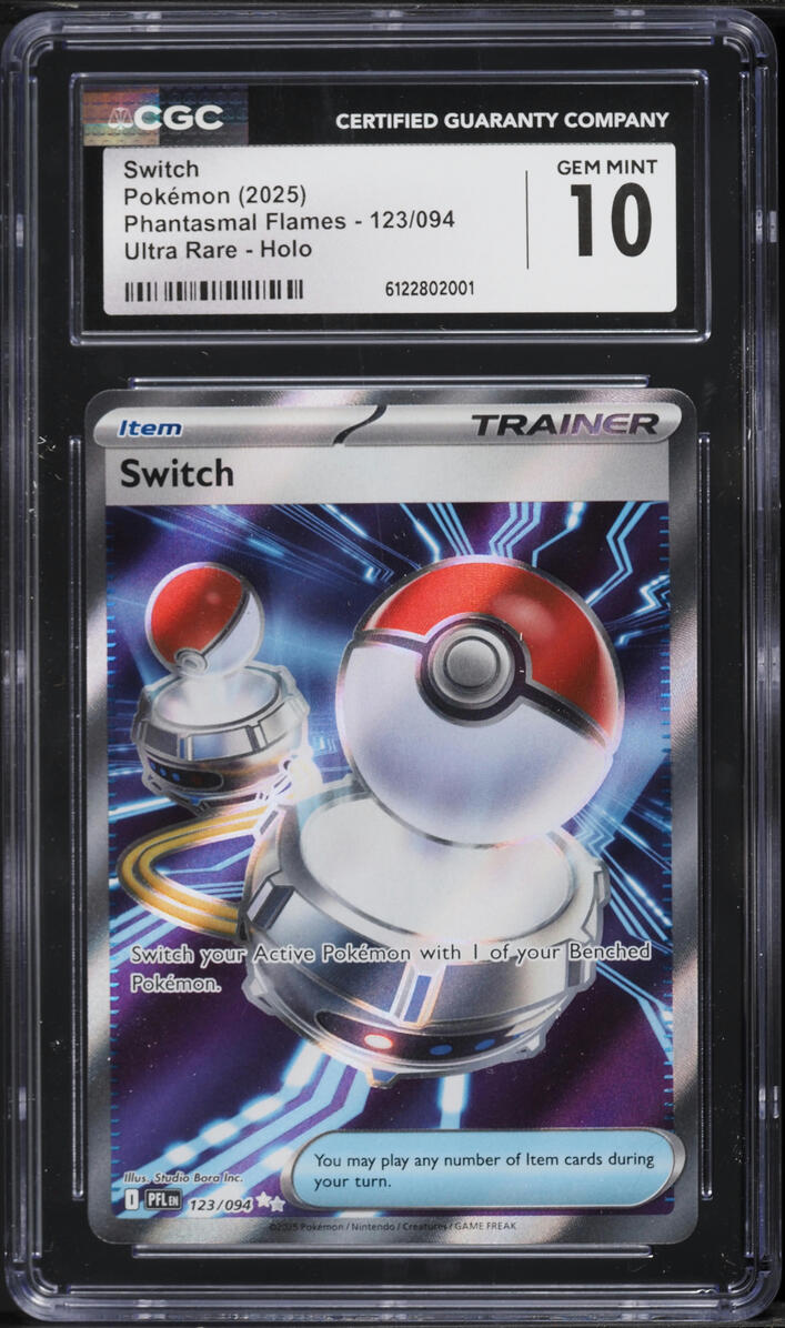 2025 Pokemon Mega Phantasmal Flames Full Art Switch #123 CGC 10 GEM MINT