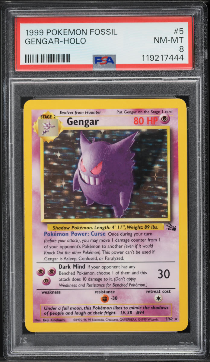 1999 Pokemon Fossil Holo Gengar #5 PSA 8 NM-MT