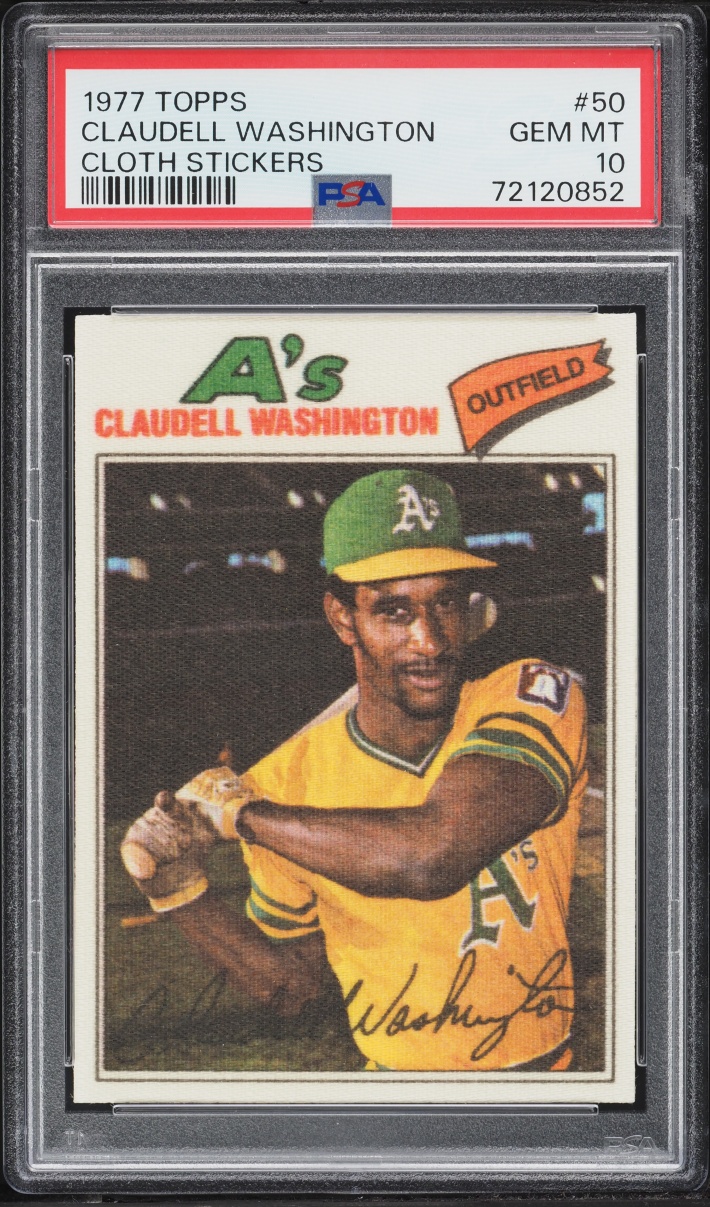 1977 Topps Cloth Stickers Claudell Washington #50 PSA 10 GEM MINT