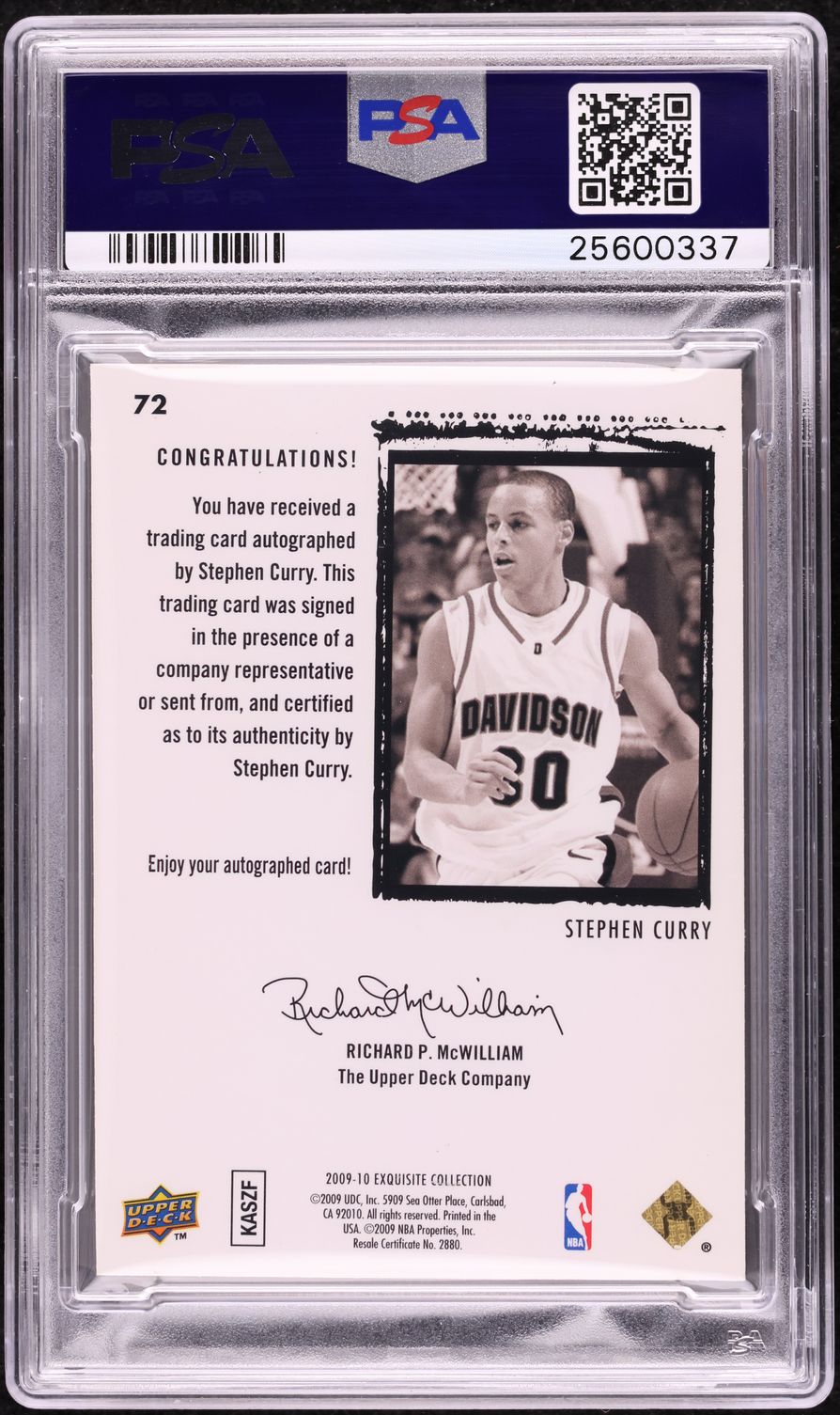 2009 Exquisite Collection Parallel Stephen Curry ROOKIE AUTO DNA 10 /31 PSA 10