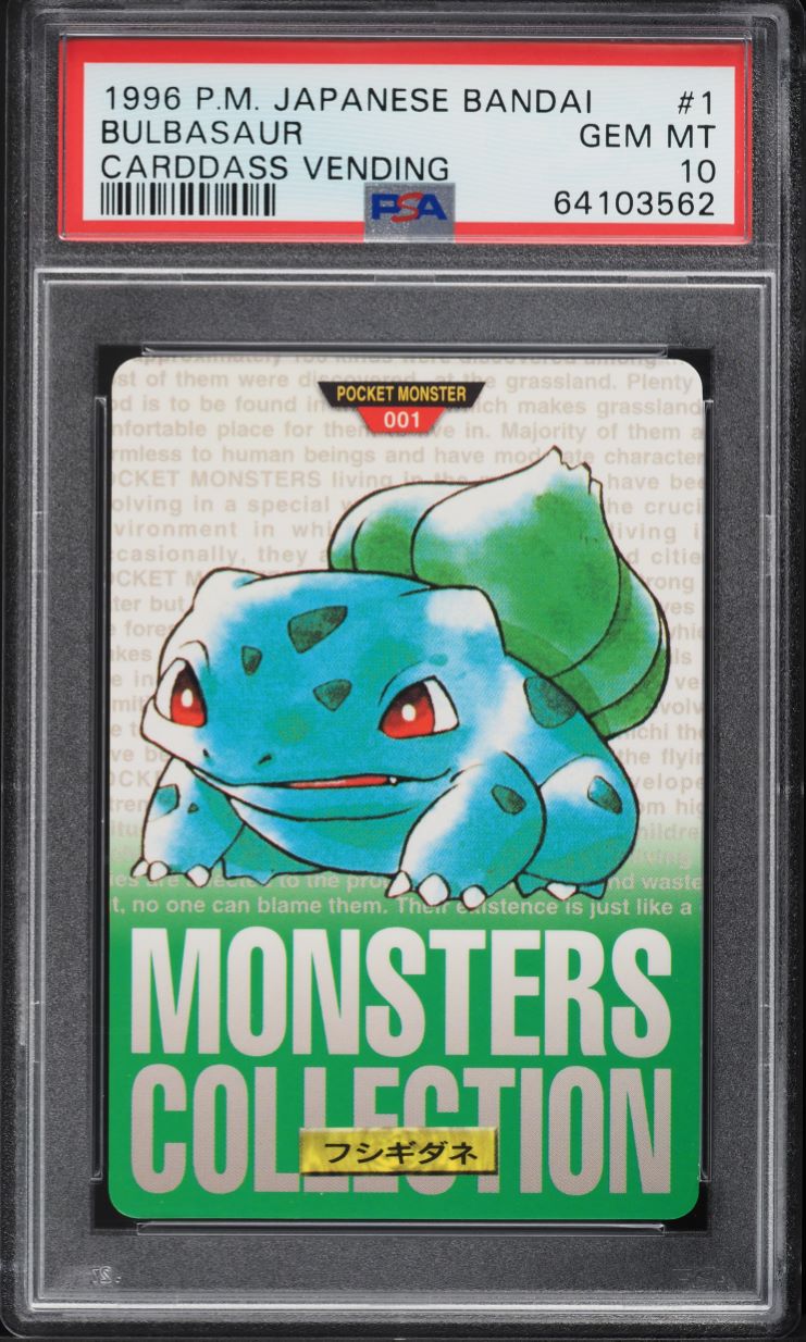 1996 Pokemon Japanese Bandai Carddass Vending Bulbasaur #1 PSA 10 GEM MINT