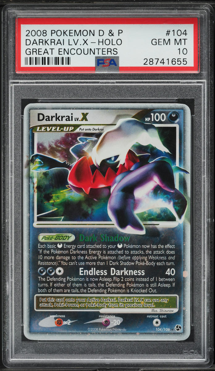 2008 Pokemon Diamond & Pearl Great Encounters Holo Darkrai Lv.X #104 PSA 10 GEM
