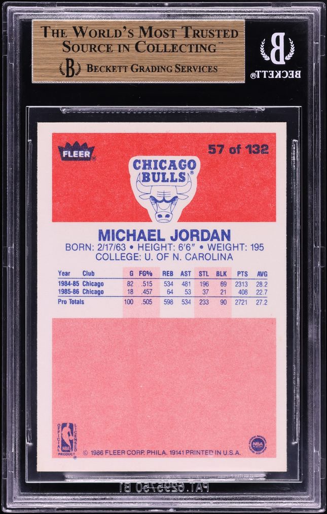 1986 Fleer Basketball Michael Jordan ROOKIE #57 BGS 9.5 GEM MINT
