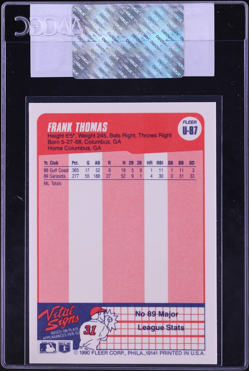 1990 Fleer Update Frank Thomas ROOKIE #U-87 CGC AUTH