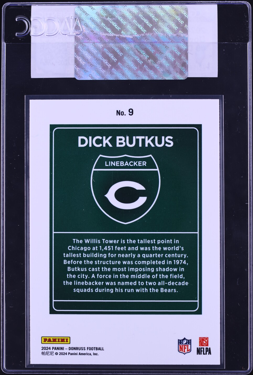 2024 Donruss Downtown Dick Butkus #9 CGC AUTH