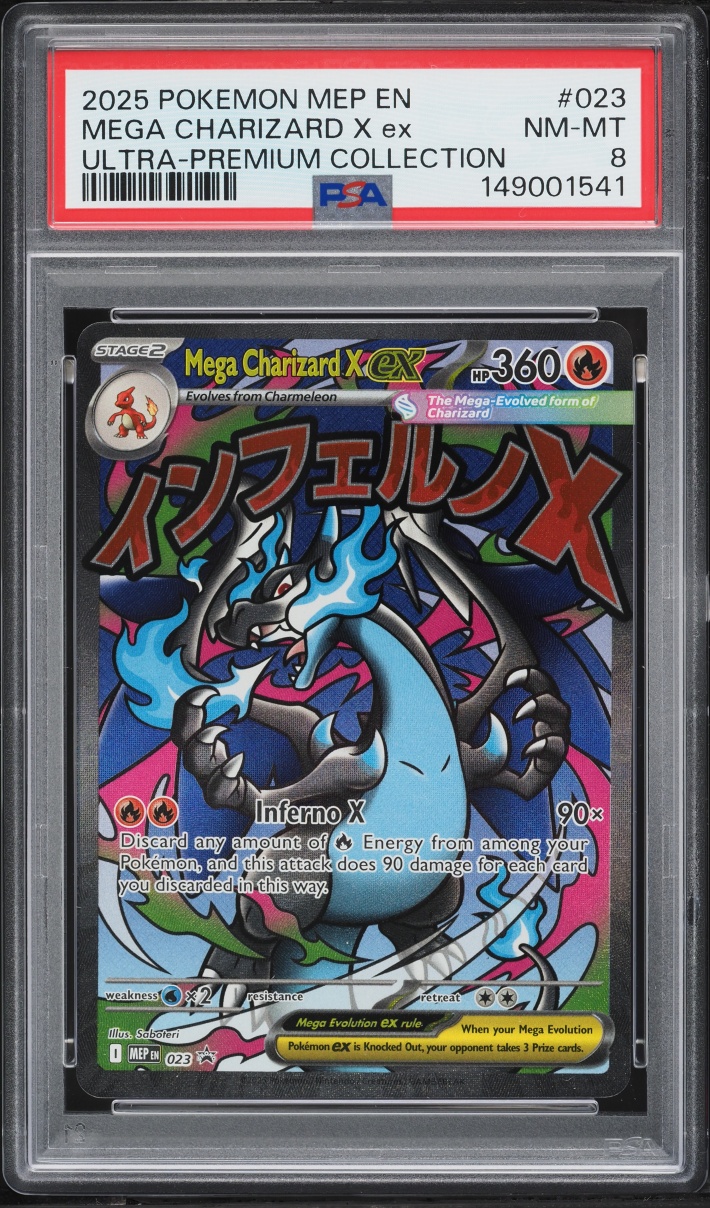2025 Pokemon Mega Evolution Promo Ultra Premium Full Art Mega Charizard X EX #23 PSA 8 NM-MT