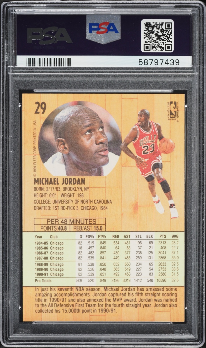 1991 Fleer Basketball Michael Jordan #29 PSA 7 NRMT