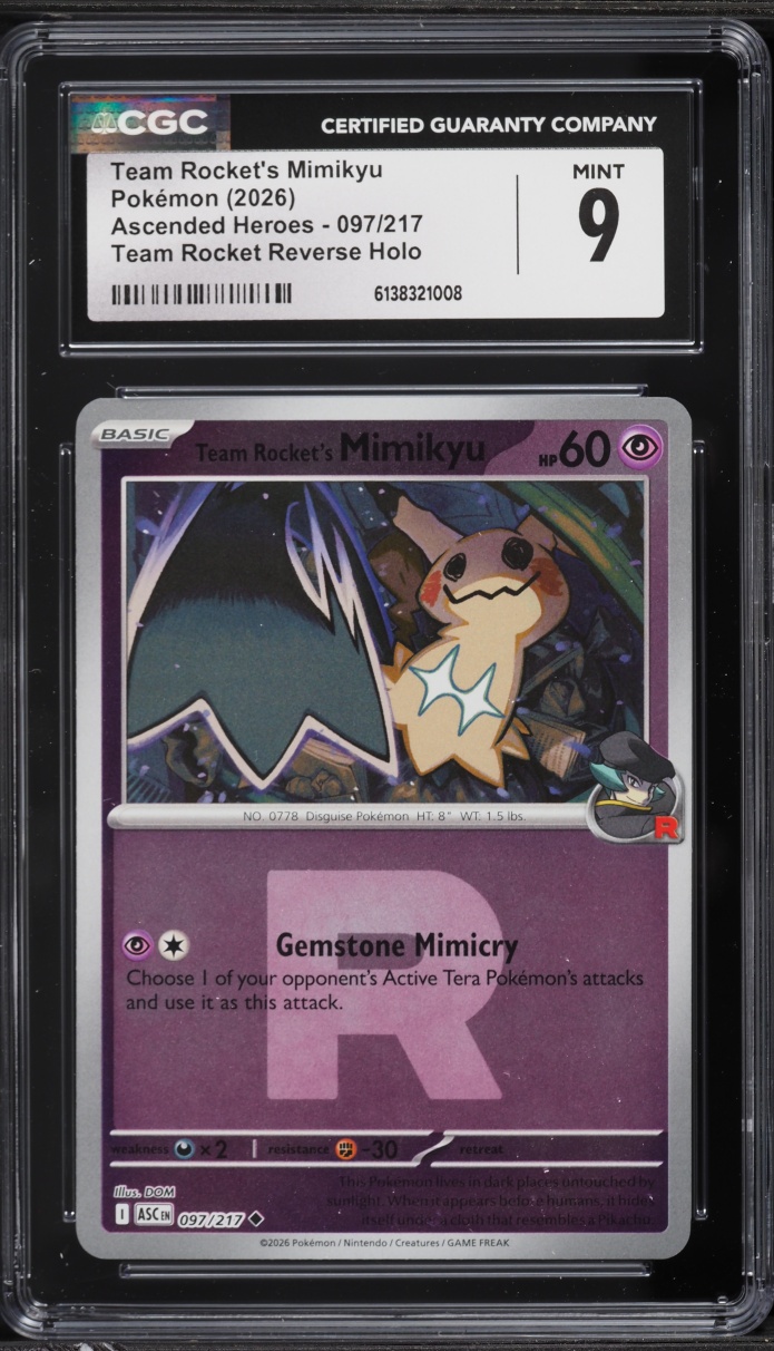 2026 Pokemon Mega Evolution Ascended Heroes Rocket Reverse Holo Team Rocket's Mimikyu #97 CGC 9
