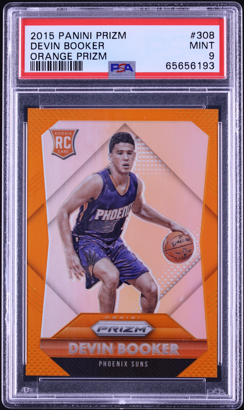 2015 Panini Prizm Orange Devin Booker ROOKIE /65 #308 PSA 9 MINT