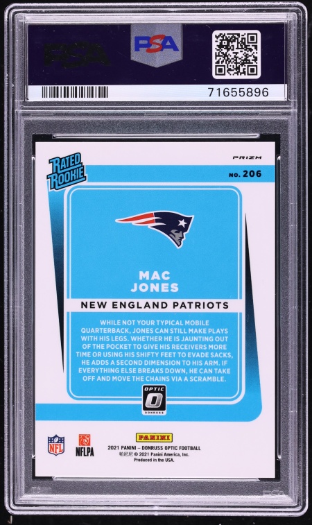 2021 Donruss Optic Variation Holo Prizm Mac Jones ROOKIE #206 PSA 9 MINT