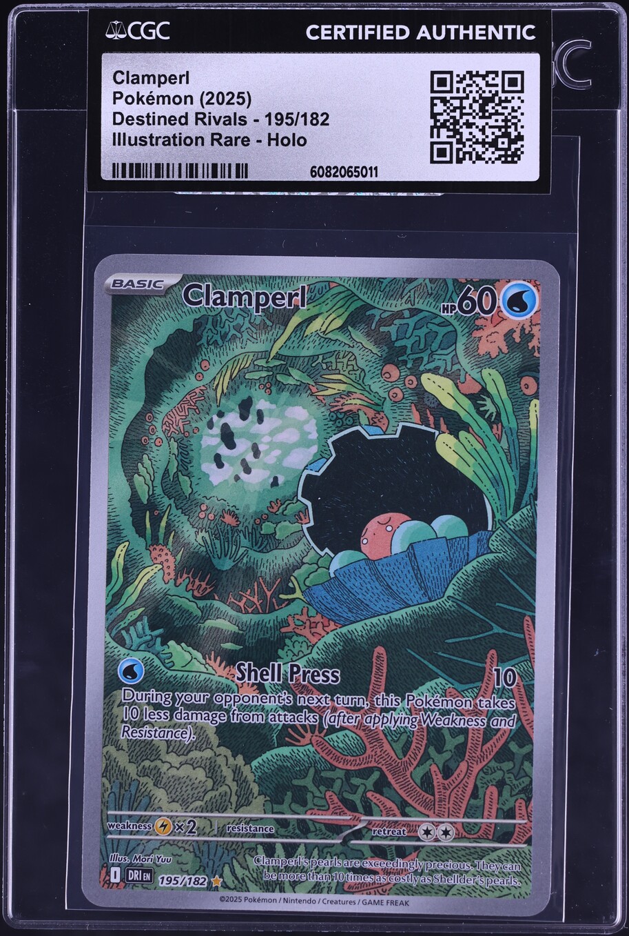 2025 Pokemon Scarlet & Violet Destined Rivals IR Clamperl #195 CGC AUTH