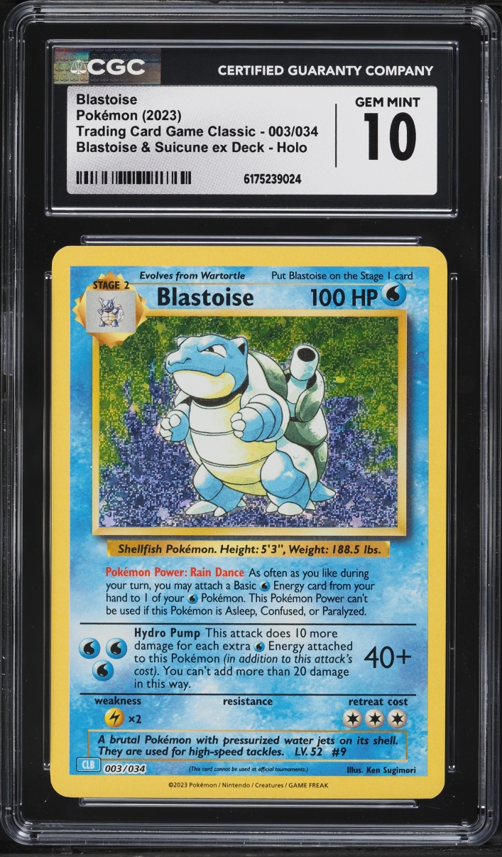 2023 Pokemon TCG Classic Suicune Ex Deck Holo Blastoise #3 CGC 10 GEM MINT