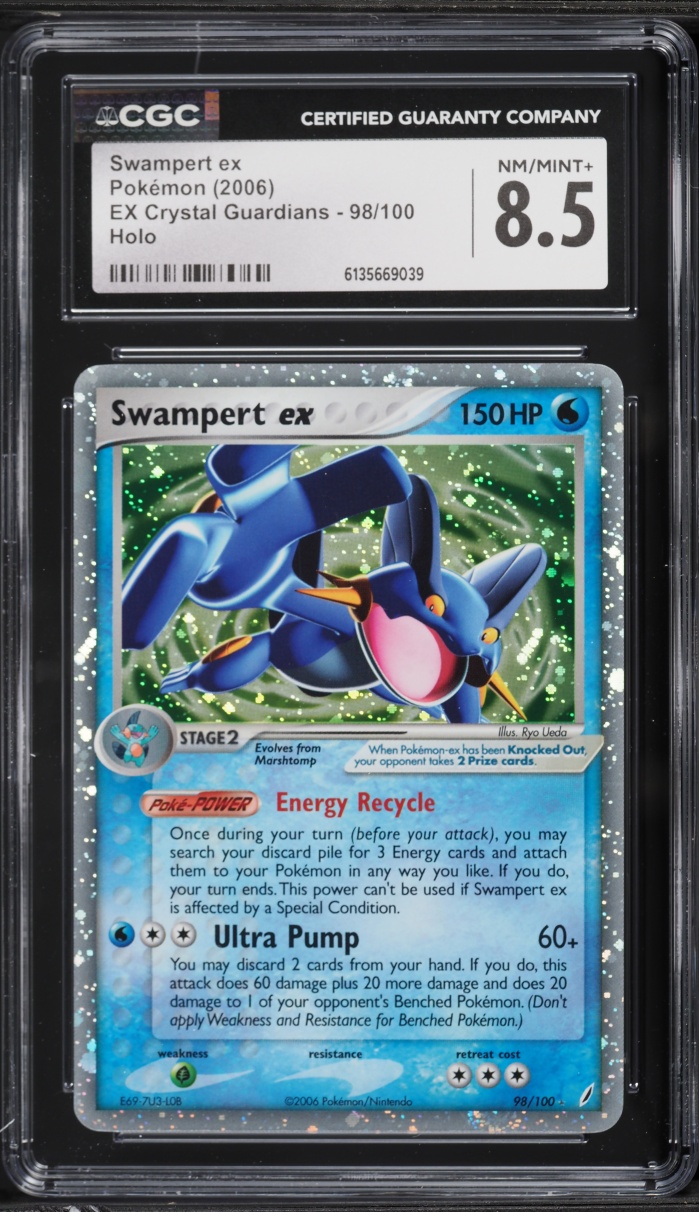 2006 Pokemon EX Crystal Guardians Holo Swampert EX #98 CGC 8.5 NM-MT+