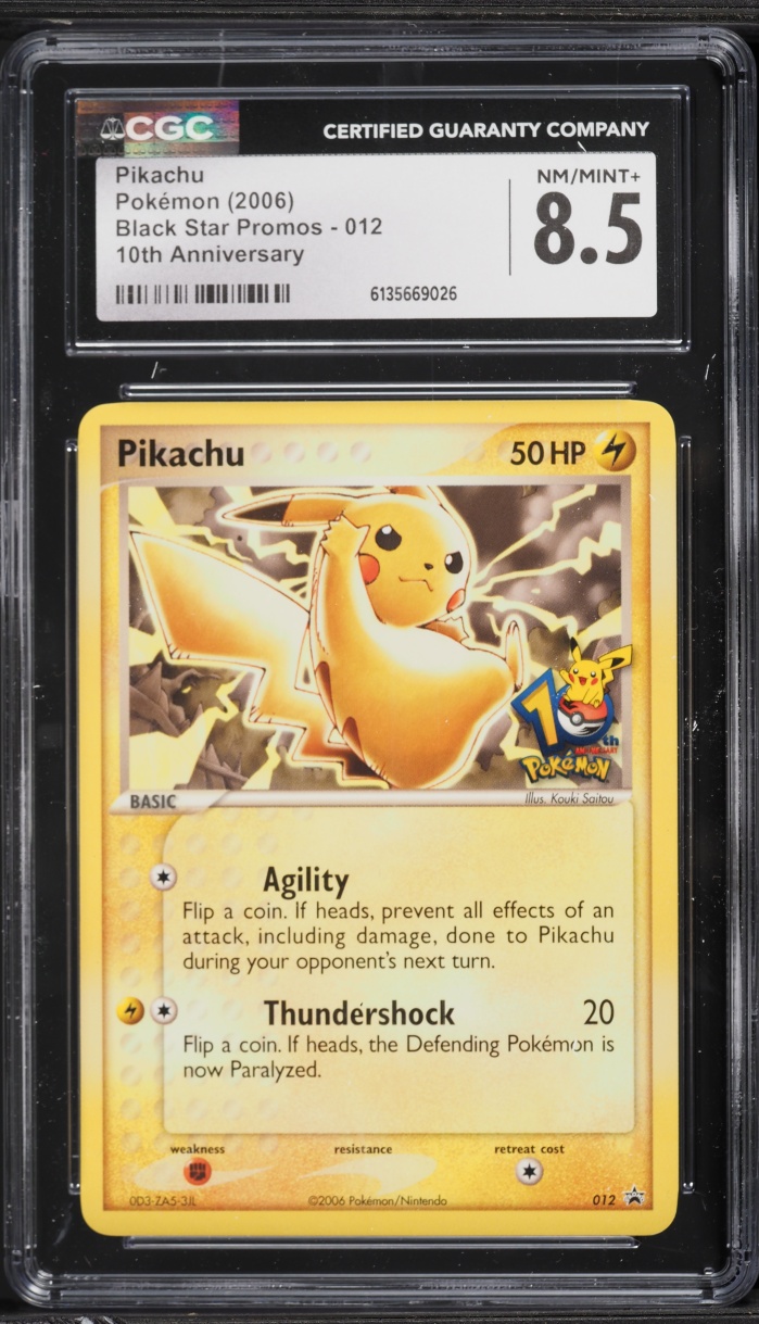 2006 Pokemon Black Star Promo 10th Anniversary Pikachu #012 CGC 8.5 NM-MT+