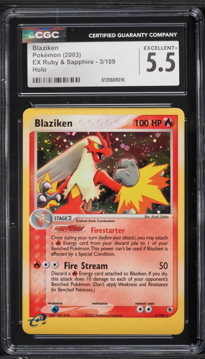 2003 Pokemon EX Ruby & Sapphire Holo Blaziken #3 CGC 5.5 EX+