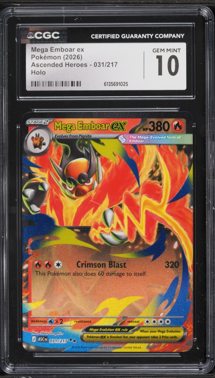 2026 Pokemon Mega Ascended Heroes Holo Mega Emboar ex #31 CGC 10 GEM MINT