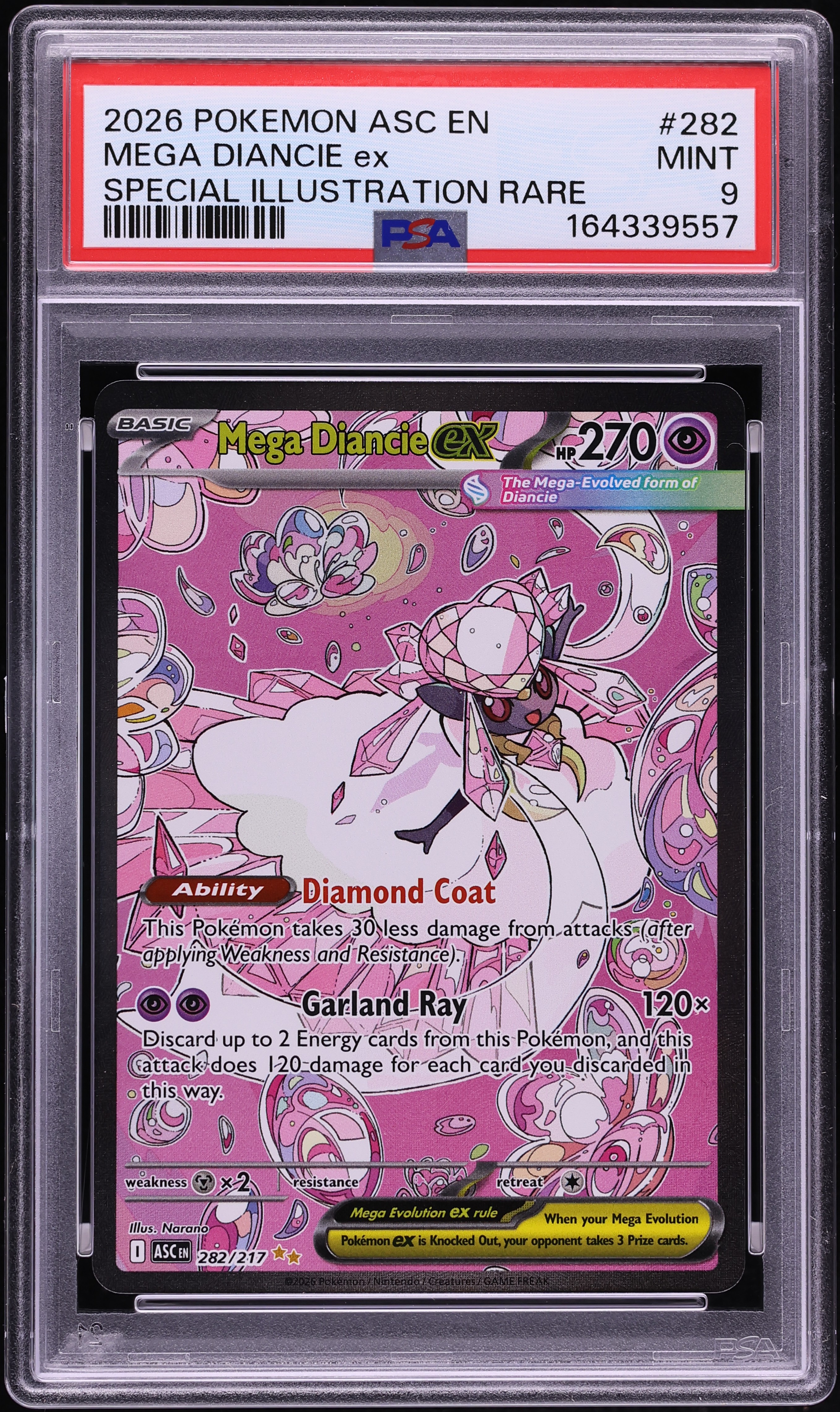 2026 Pokemon Mega Evolution Ascended Heroes SIR Mega Diancie ex #282 PSA 9 MINT