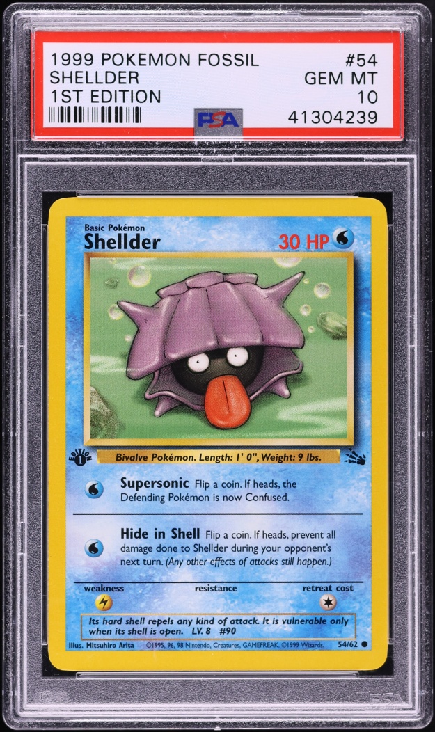 1999 Pokemon Fossil 1st Edition Shellder #54 PSA 10 GEM MINT