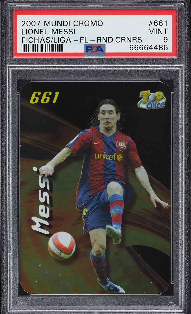 2007 Mundi Cromo Ediciones Estadio Liga Lionel Messi #33 PSA 8 NM