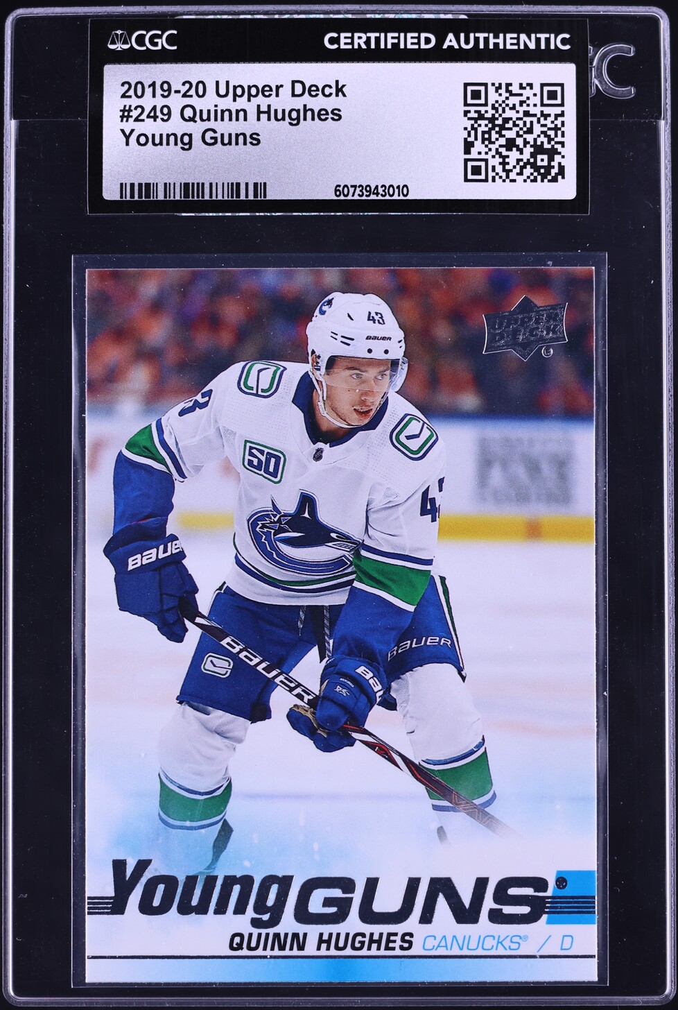 2019 Upper Deck Young Guns Quinn Hughes ROOKIE #249 CGC AUTH