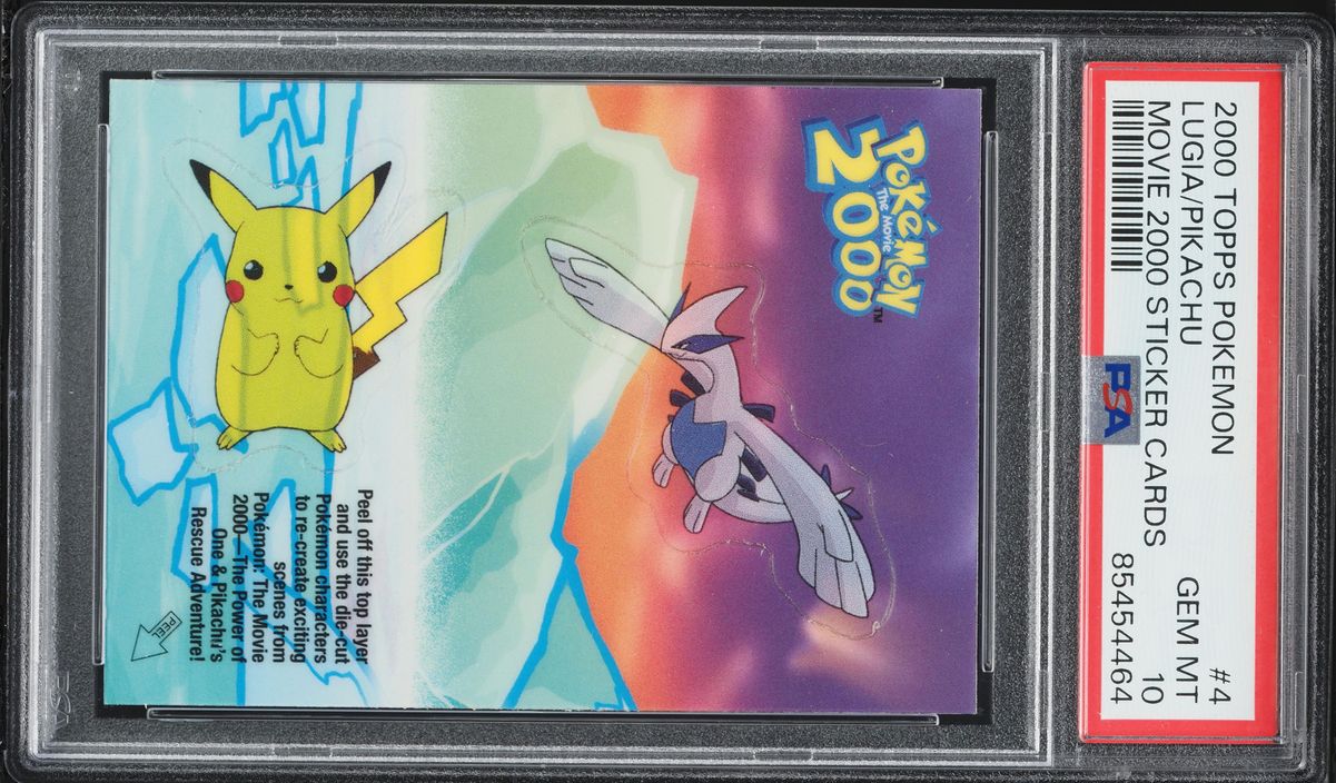 2000 Topps Pokemon The Movie Sticker Cards Lugia And Pikachu #4 PSA 10 GEM MINT