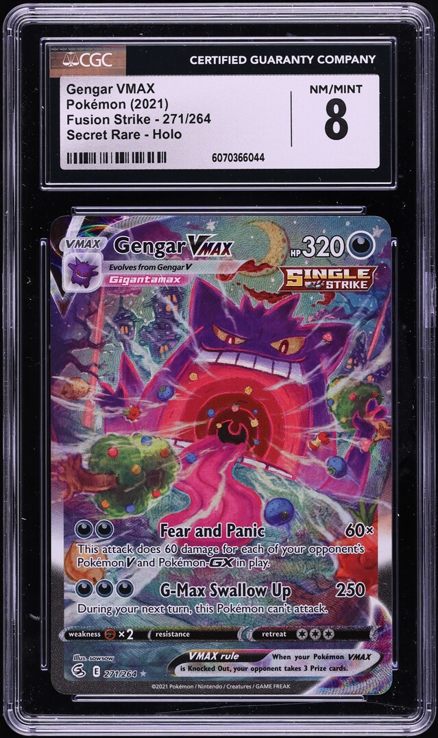 2021 Pokemon Sword & Shield Fusion Strike SEC Gengar VMAX #271 CGC 8 NM-MT