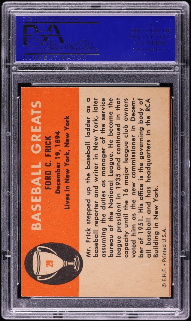 1961 Fleer Ford Frick #29 PSA 8 NM-MT