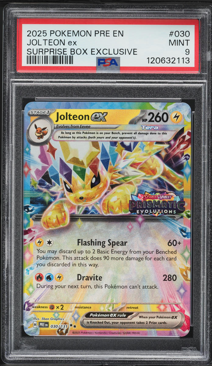 2025 Pokemon SV Prismatic Evolutions Surprise Box Holo Jolteon ex #30 PSA 9 MINT