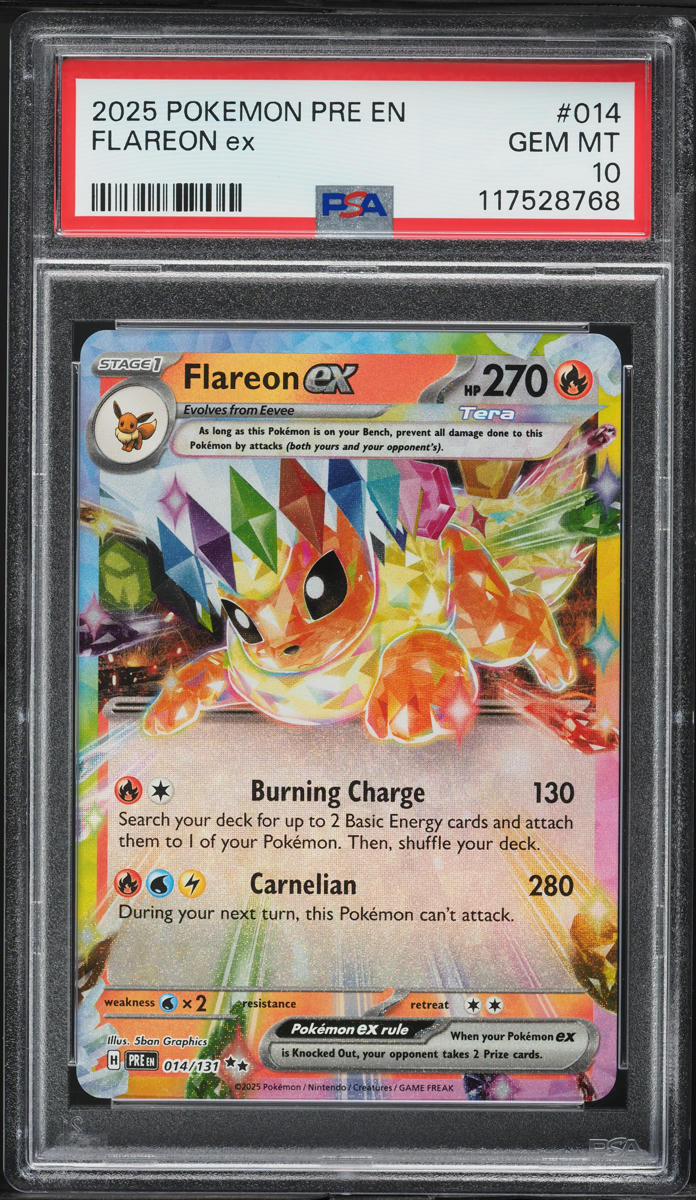 2025 Pokemon SV Prismatic Evolutions Holo Flareon ex #14 PSA 10 GEM MINT