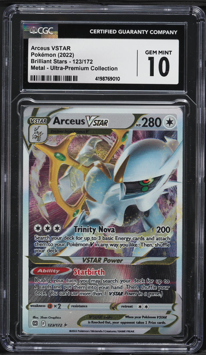 2022 Pokemon SWSH Brilliant Stars Metal Ultra Premium Arceus VSTAR #123 CGC 10