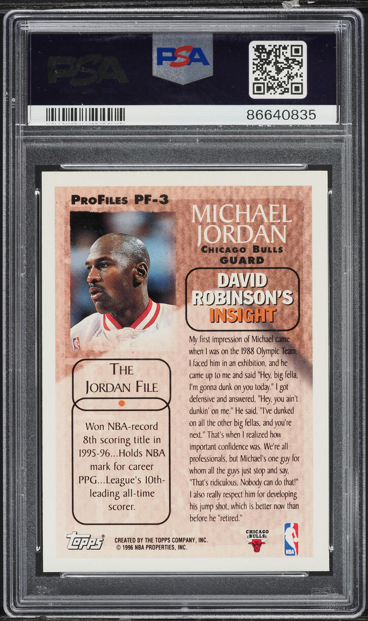 1996 Topps Pro Files Michael Jordan #PF-3 PSA 9 MINT