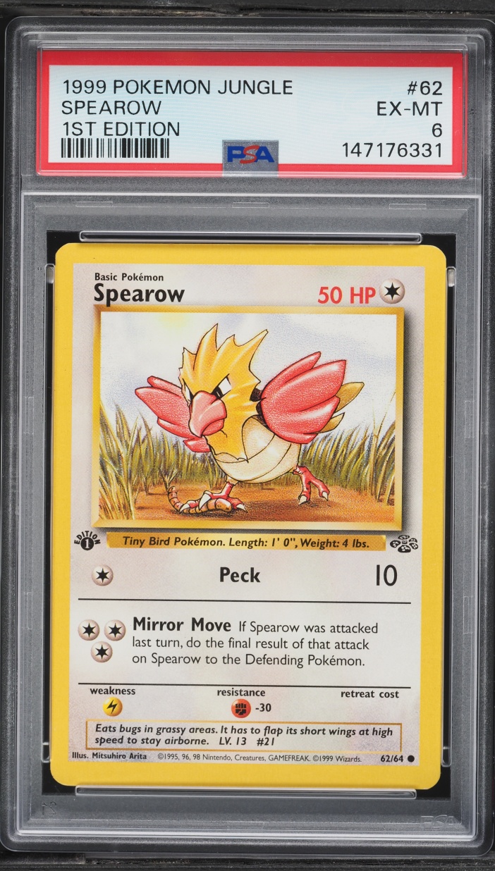 1999 Pokemon Jungle 1st Edition Spearow #62 PSA 6 EXMT