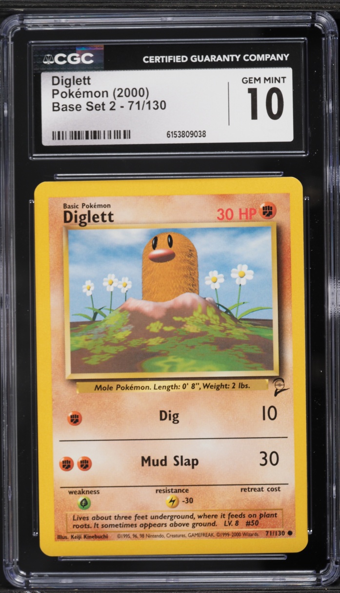 2000 Pokemon Base Set 2 Diglett #71 CGC 10 GEM MINT