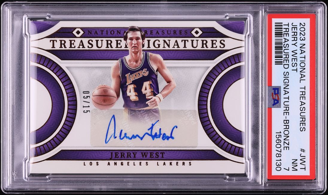 2023 National Treasures Treasured Bronze Jerry West AUTO /15 #TS-JWT PSA 7 NRMT