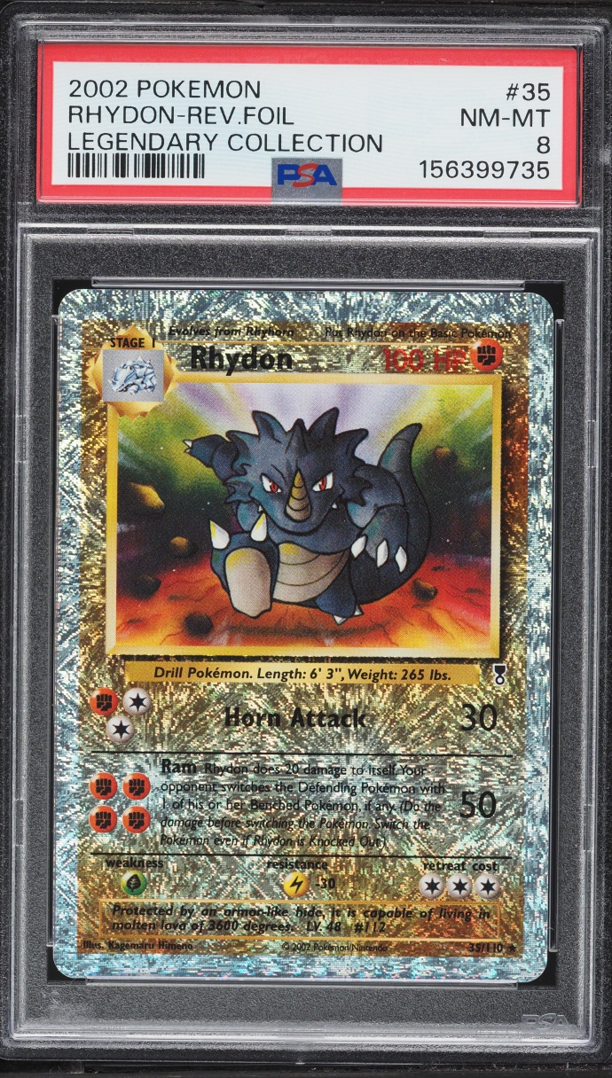 2002 Pokemon Legendary Collection Reverse Holo Rhydon #35 PSA 8 NM-MT