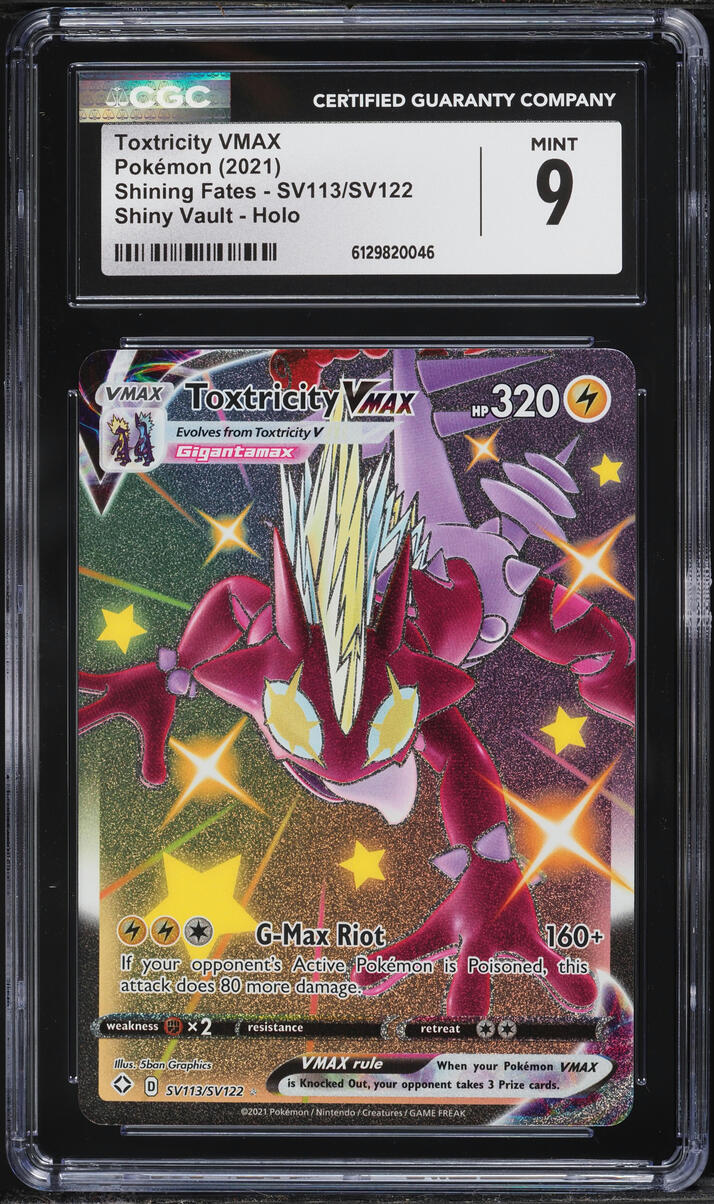 2021 Pokemon Sword & Shield Shining Fates Vault Full Art Shiny Toxtricity VMAX #SV113 CGC 9