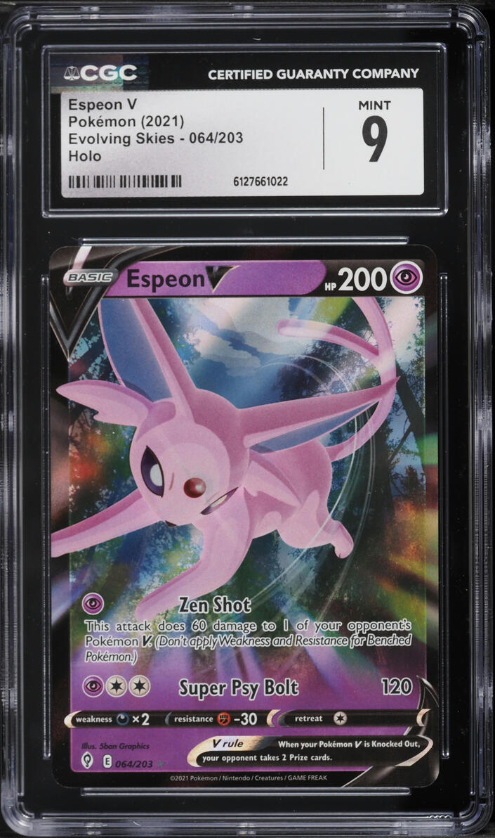 2021 Pokemon Sword & Shield Evolving Skies Full Art Espeon V #64 CGC 9 MINT