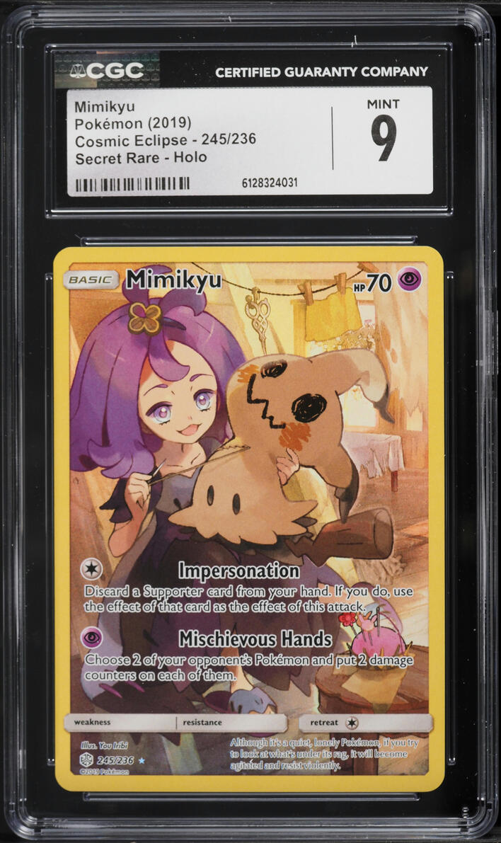 2019 Pokemon Sun & Moon Cosmic Eclipse SEC Mimikyu #245 CGC 9 MINT