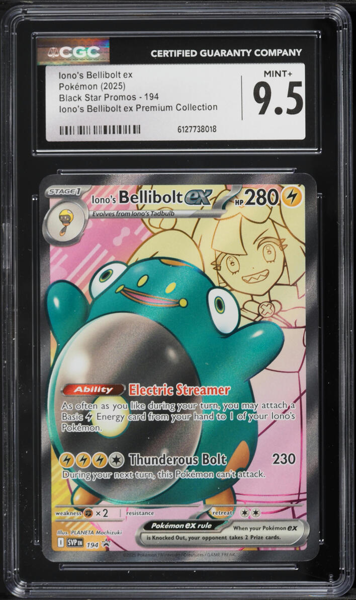 2025 Pokemon SV Promo Premium Collection Full Art Iono's Bellibolt EX #194 CGC 9.5 MINT+