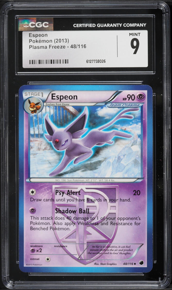 2013 Pokemon Black & White Plasma Freeze Espeon #48 CGC 9 MINT