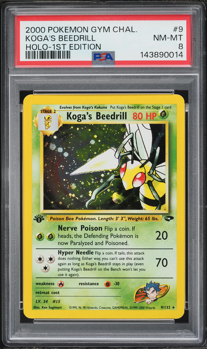 2000 Pokemon Gym Challenge 1st Edition Holo Koga's Beedrill #9 PSA 8 NM-MT