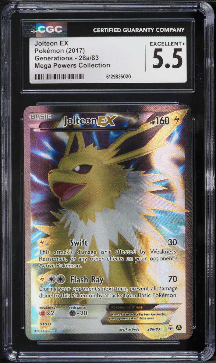 2017 Pokemon XY Generations Mega Powers Collection Full Art Jolteon EX #28a CGC 5.5 EX+