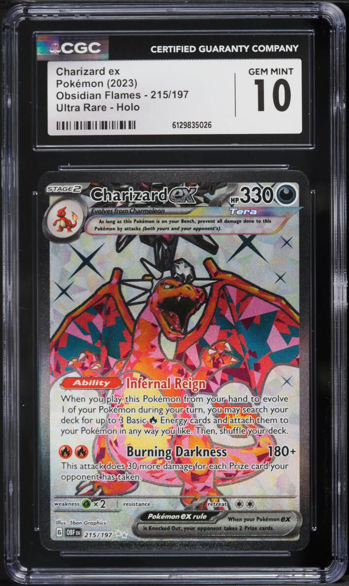 2023 Pokemon Scarlet & Violet Obsidian Flames Full Art Charizard Ex #215 CGC 10 GEM MINT