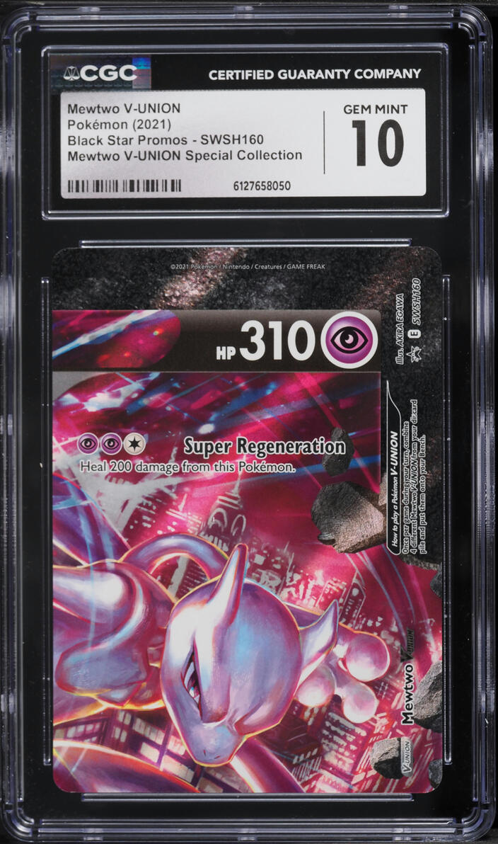 2021 Pokemon Sword & Shield Promo Special Collection Mewtwo V-UNION #SWSH160 CGC 10 GEM MINT