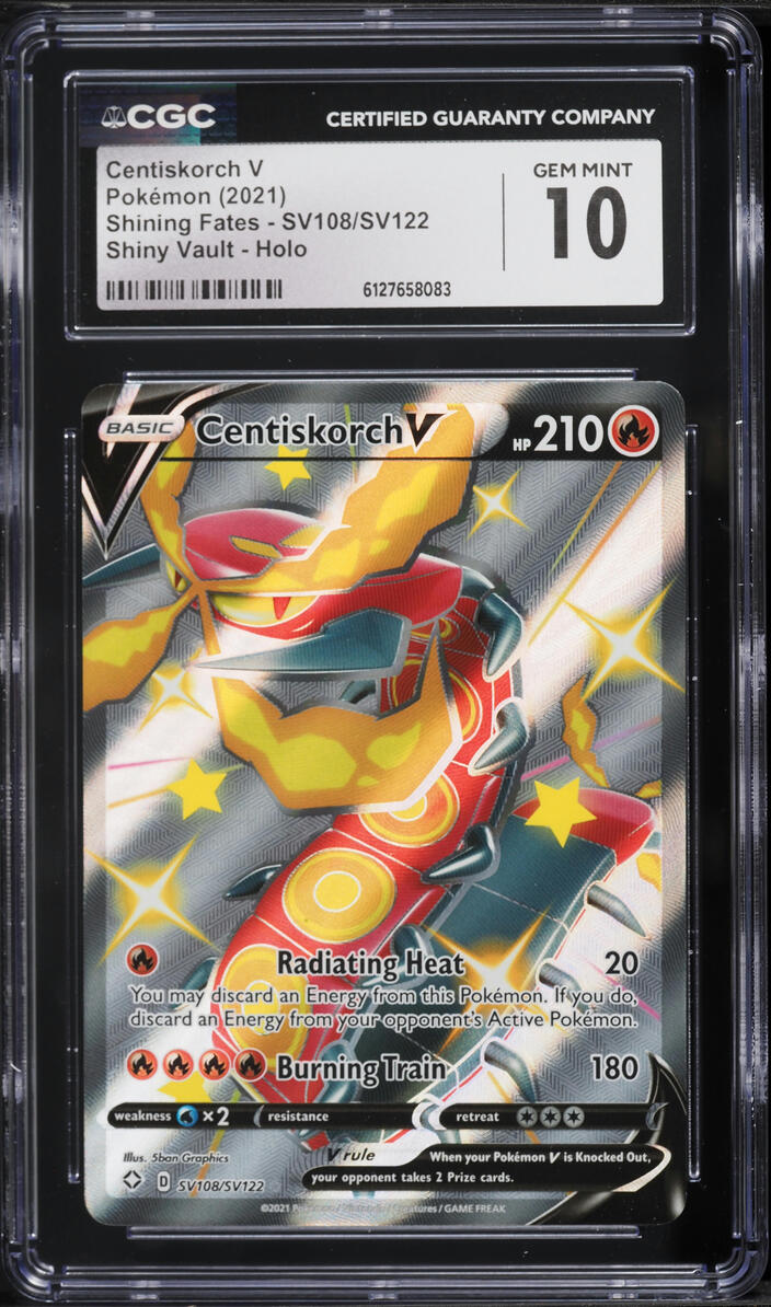 2021 Pokemon Sword & Shield Shining Fates Full Art Centiskorch V #SV108 CGC 10 GEM MINT