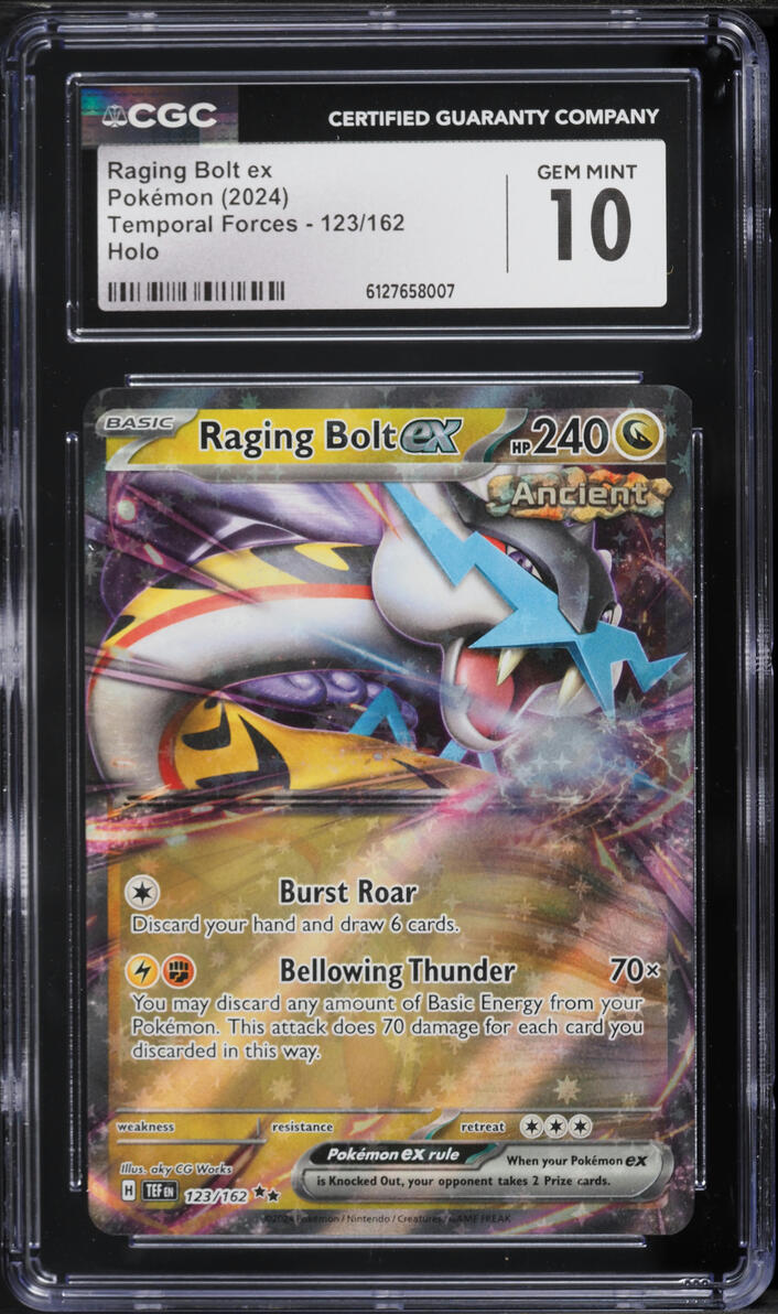 2024 Pokemon Scarlet & Violet Temporal Forces Holo Raging Bolt Ex #123 CGC 10 GEM MINT